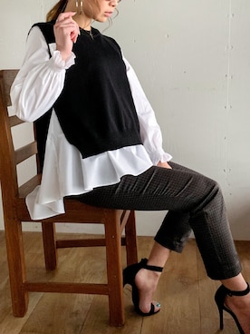 「junoah（ジュノア）のアイテム（トップス）」を使った、moi☺︎さん（レディース・154cm）の秋コーディネート