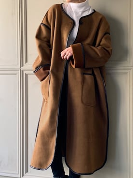「JUNOAH（ジュノア）のアイテム（ジャケット/アウター）」を使った、moi☺︎さん（レディース・154cm）の冬コーディネート