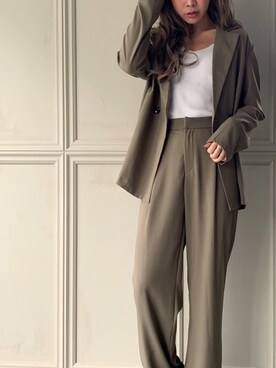 「JUNOAH（ジュノア）のアイテム（セットアップ）」を使った、moi☺︎さん（レディース・154cm）の冬コーディネート