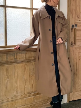 「JUNOAH（ジュノア）のアイテム（ジャケット/アウター）」を使った、moi☺︎さん（レディース・154cm）の冬コーディネート