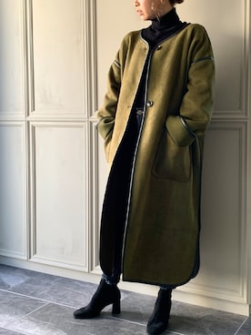 「JUNOAH（ジュノア）のアイテム（ジャケット/アウター）」を使った、moi☺︎さん（レディース・154cm）の冬コーディネート