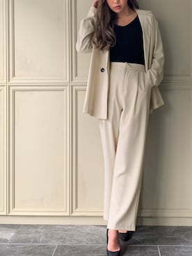 「JUNOAH（ジュノア）のアイテム（セットアップ）」を使った、moi☺︎さん（レディース・154cm）の冬コーディネート