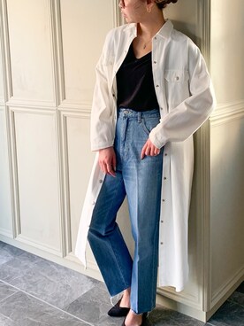 「JUNOAH（ジュノア）のアイテム（ジャケット/アウター）」を使った、moi☺︎さん（レディース・154cm）の冬コーディネート