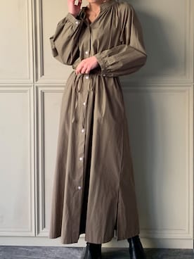「JUNOAH（ジュノア）のアイテム（シャツワンピース）」を使った、moi☺︎さん（レディース・154cm）の冬コーディネート