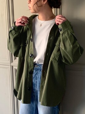 「JUNOAH（ジュノア）のアイテム（ジャケット/アウター）」を使った、moi☺︎さん（レディース・154cm）の春コーディネート