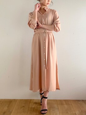 「JUNOAH（ジュノア）のアイテム（シャツワンピース）」を使った、moi☺︎さん（レディース・154cm）の春コーディネート