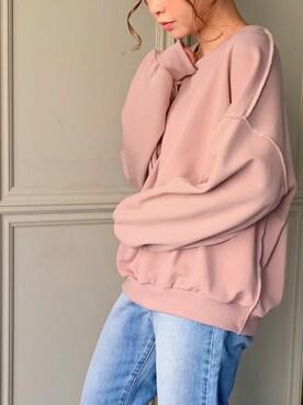 「junoah（ジュノア）のアイテム（スウェット）」を使った、moi☺︎さん（レディース・154cm）の春コーディネート