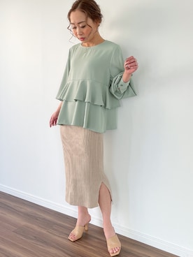 「junoah（ジュノア）のアイテム（トップス）」を使った、moi☺︎さん（レディース・154cm）の春コーディネート