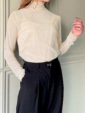 「junoah（ジュノア）のアイテム（トップス）」を使った、moi☺︎さん（レディース・154cm）の春コーディネート