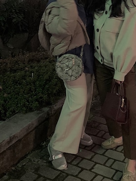 「ワンポイント(柄)」｜momoeさん（レディース・155cm）の冬コーディネート