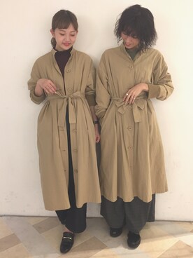 「mystic（ミスティック）のアイテム（ステンカラーコート）」を使った、akariさん（レディース・168cm）の秋コーディネート