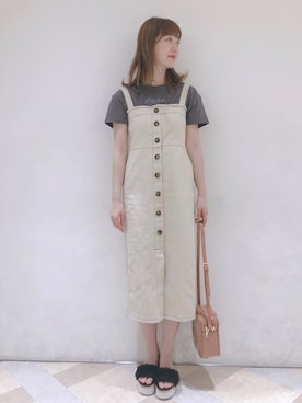 「mystic（ミスティック）のアイテム（ジャンパースカート）」を使った、akariさん（レディース・168cm）の春コーディネート
