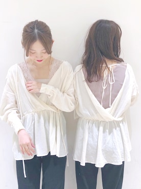 「Omekashi（オメカシ）のVレースフレンチプルオーバー（Tシャツ/カットソー）」を使った、akariさん（レディース・168cm）の冬コーディネート