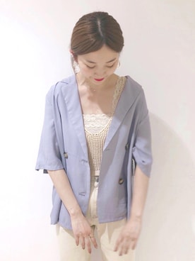 「mystic（ミスティック）のテーパードデニムパンツ（デニムパンツ）」を使った、akariさん（レディース・168cm）の夏コーディネート