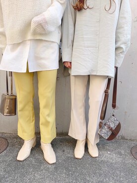 「スクエアトゥ」｜「アイテム（ブーティ）」を使った、akariさん（レディース・168cm）の冬コーディネート