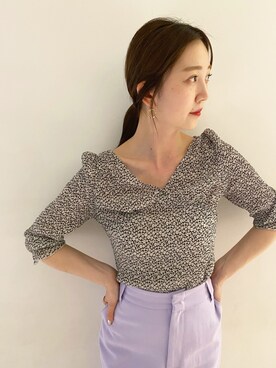 「小花柄ワンピース」｜「アイテム（パンツ）」を使った、akariさん（レディース・168cm）の夏コーディネート