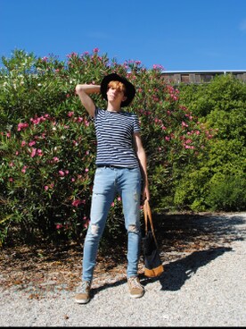 「hat」｜Thibaut Thomasさん（メンズ・180cm）の夏コーディネート