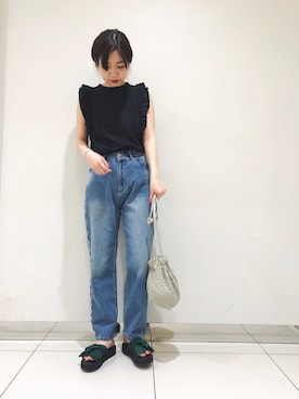 「肩フリル」｜moe_lemageさん（レディース・160cm）の春コーディネート