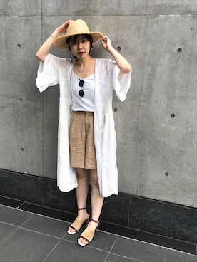 「刺繍」｜「アイテム（帽子）」を使った、moe_lemageさん（レディース・160cm）の夏コーディネート
