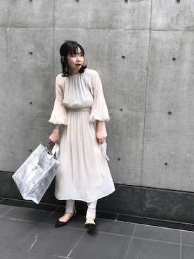 「シルバー」｜「アイテム（ワンピース/ドレス）」を使った、moe_lemageさん（レディース・160cm）の夏コーディネート