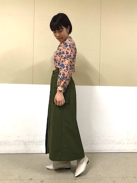 「CLANE（クラネ）のアイテム（スカート）」を使った、ORientalTRaffic 三井アウトレットパーク北陸小矢部店さん（レディース・158cm）の夏コーディネート