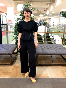 「アイテム（パンプス、イエロー系）」を使った、ORientalTRaffic 三井アウトレットパーク北陸小矢部店さん（レディース・158cm）の春コーディネート