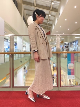 「A part by（アパートバイ）のR/Lセミフレアロングスカート 830726（スカート）」を使った、ORientalTRaffic 三井アウトレットパーク北陸小矢部店さん（レディース・158cm）の春コーディネート