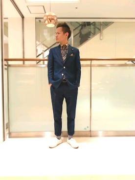 「BVLGARI（ブルガリ）のアイテム（ベルト）」を使った、勝子さん（メンズ・173cm）の冬コーディネート