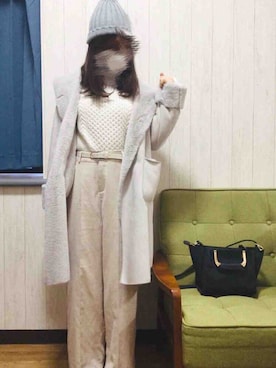 「コーデュロイパンツ」｜「アイテム（ムートンコート）」を使った、aoioaさん（レディース・155cm）の冬コーディネート