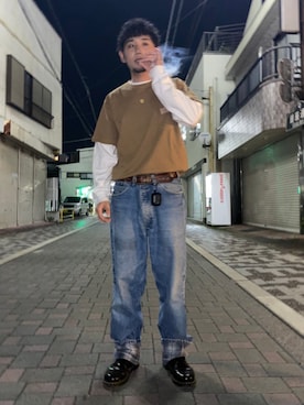 「BIG MIKE（ビッグマイク）のアイテム」を使った、Rinta.さん（メンズ・173cm）の春コーディネート