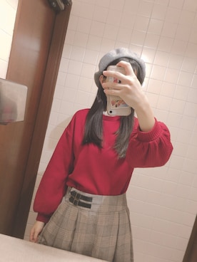 「RETRO GIRL（レトロガール）のアイテム（ハンチング/ベレー帽）」を使った、moeさん（レディース・160cm）の秋コーディネート