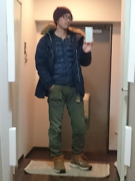 「インナーダウン」｜「アイテム（モッズコート）」を使った、keiichiさん（メンズ・173cm）の冬コーディネート