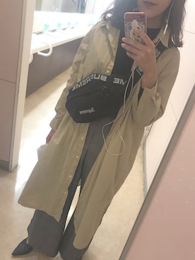 「グレンチェック」｜「アイテム（シャツワンピース）」を使った、마유さん（レディース・166cm）の秋コーディネート