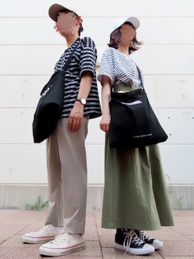 「BEAMS BOY（ビームスボーイ）のアイテム（キャップ）」を使った、mokoさん（メンズ・164cm）の夏コーディネート