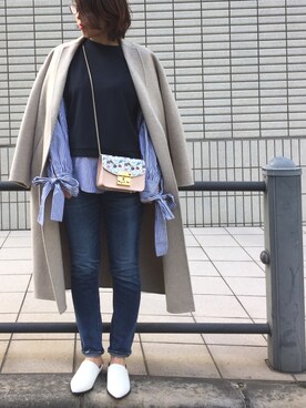 「レイヤード風」｜「アイテム（その他アウター）」を使った、katsumiさん（レディース・160cm）の春コーディネート