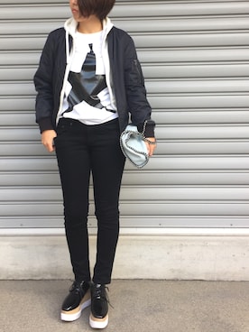 「UNIQLO（ユニクロ）のアイテム（Nylon jacket、ブルー系）」を使った、katsumiさん（レディース）の春コーディネート
