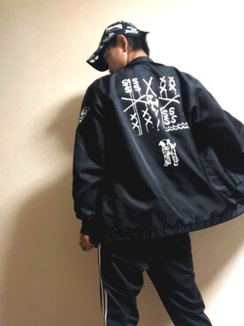 「NEW ERA（ニューエラ）のアイテム（ナイロンジャケット）」を使った、ハヅキユウマ さん（メンズ・168cm）の秋コーディネート