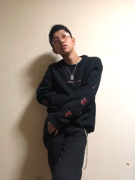 「L.H.P Private Brand（エルエイチピープライベートブランド）のアイテム（スウェット）」を使った、ハヅキユウマ さん（メンズ・168cm）の秋コーディネート