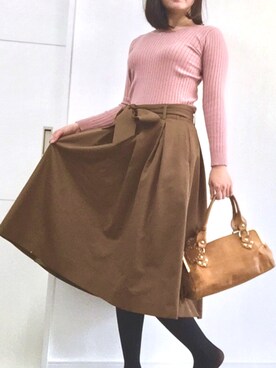 「ivory court（アイボリーコート）のアイテム（スカート、ブラウン系）」を使った、kaedeさん（レディース・164cm）の冬コーディネート
