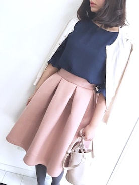 「neigeのアイテム（スカート、ピンク系）」を使った、kaedeさん（レディース・164cm）の冬コーディネート