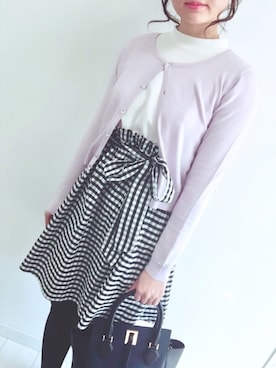 「tocco（トッコ）のアイテム（カーディガン/ボレロ、パープル系）」を使った、kaedeさん（レディース・164cm）の冬コーディネート