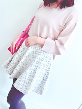 「GRL（グレイル）のアイテム（ニット/セーター、ピンク系）」を使った、kaedeさん（レディース・164cm）の春コーディネート