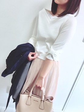 「tocco（トッコ）のアイテム（ニット/セーター）」を使った、kaedeさん（レディース・164cm）の春コーディネート