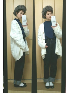 「ハイウエストストレートジーンズ」｜marie ∞さん（レディース・154cm）の冬コーディネート