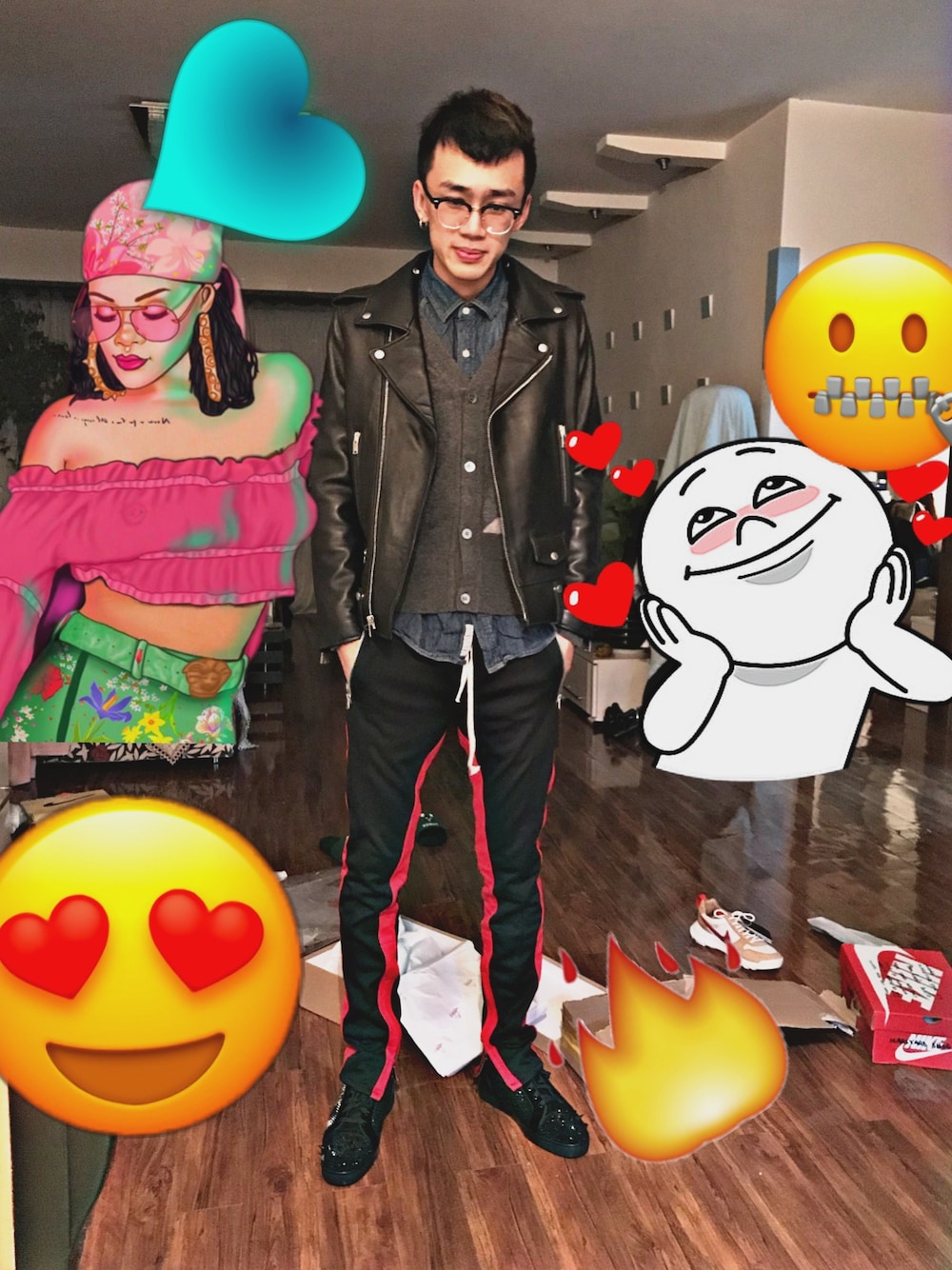 「SAINT LAURENT PARISのアイテム（ライダースジャケット、ブラック系）」を使った、WS3000さん（メンズ・188cm）の冬コーディネートの1枚目の写真