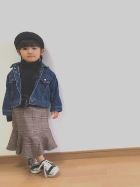 「おんなのこコーデ」｜「アイテム（デニムジャケット）」を使った、AMITAN☺︎♪さん（キッズ・90cm）の冬コーディネート