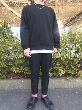 「UNIQLO（ユニクロ）のMEN イージースマートスタイルパンツ（ウールライク）（その他パンツ）」を使った、イッチャンさん（メンズ・172cm）の冬コーディネート