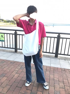 「JUNRED（ジュンレッド）のアイテム（トートバッグ）」を使った、雫さん（メンズ・172cm）の夏コーディネート