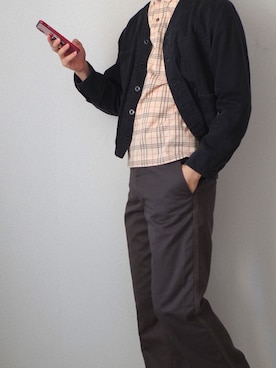 「N.HOOLYWOOD（N.ハリウッド）のアイテム（ノーカラージャケット）」を使った、ばっきーさん（メンズ・176cm）の春コーディネート