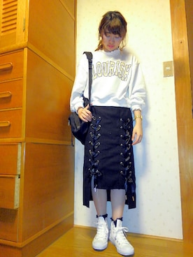 「niko and...（ニコアンド）のオリジナルスクエアメッシュウォッチ（アナログ腕時計）」を使った、y∞shimiiiさん（レディース・162cm）の春コーディネート